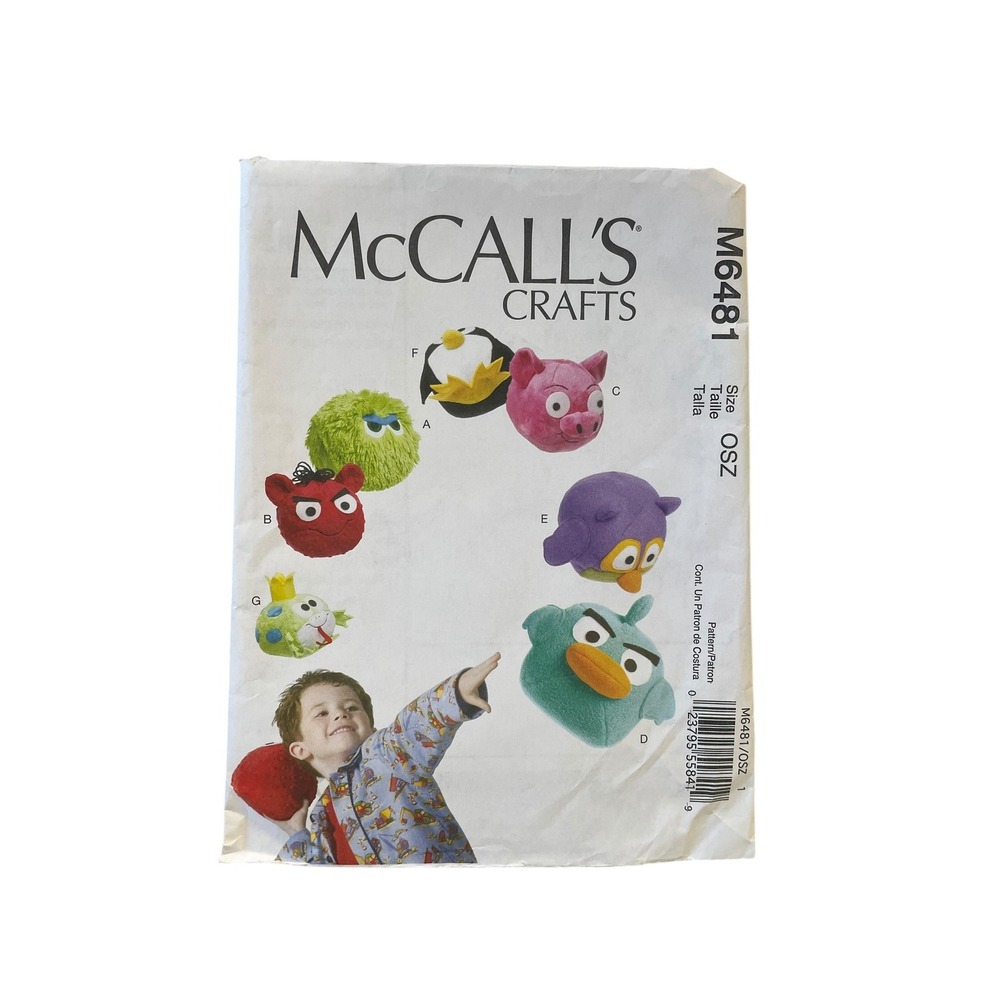 McCall's Stuffed Toy Pattern Kids OSZ M6481 Animal Plush Crafts Uncut FF
